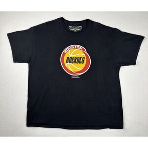 Mitchell & Ness Houston Rockets Retro Logo T-Shirt Black Men's XXL Vintage Style